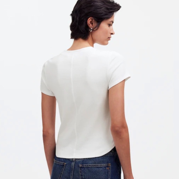 NEW MADEWELL Re)generative Cotton Ribbed Crewneck Tee Eyelet White Size Small - Picture 3 of 7